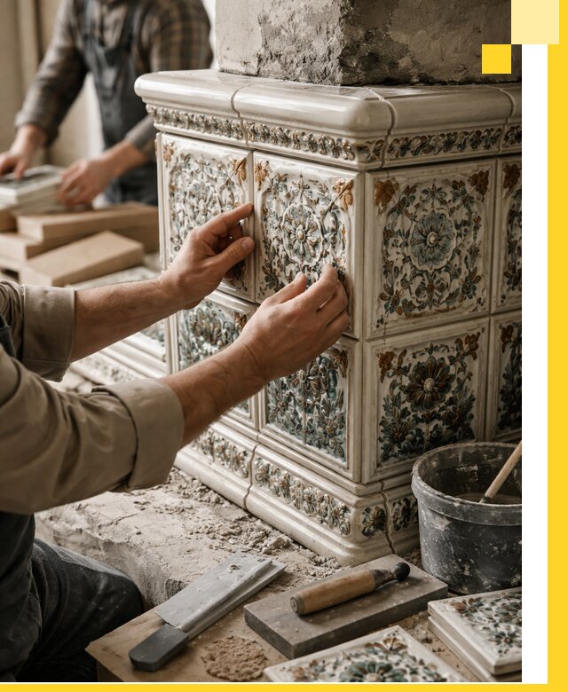 Изразцовые камины под ключ в Саянске: проект и монтаж