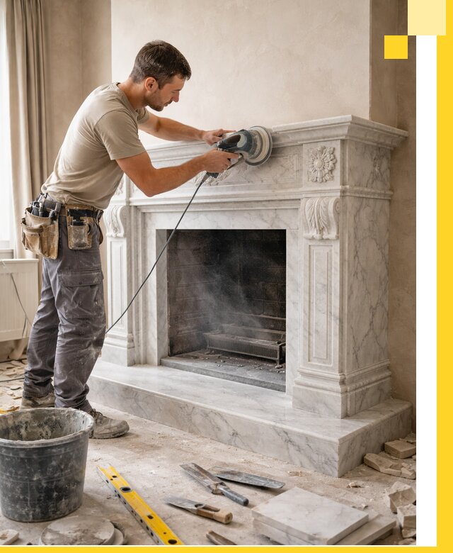 Изготовление и установка мраморных каминов в Саянске под ключ