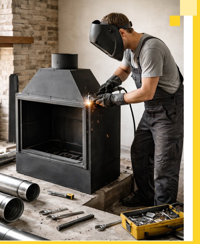 Продажа и установка металлических каминов в Саянске под ключ