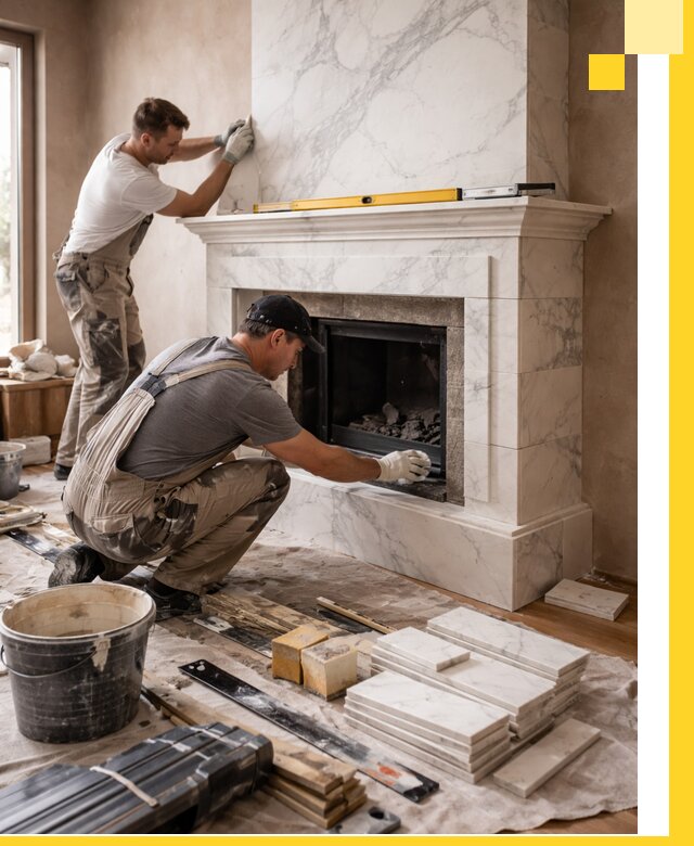 Отделка каминов в Саянске качественные облицовочные работы