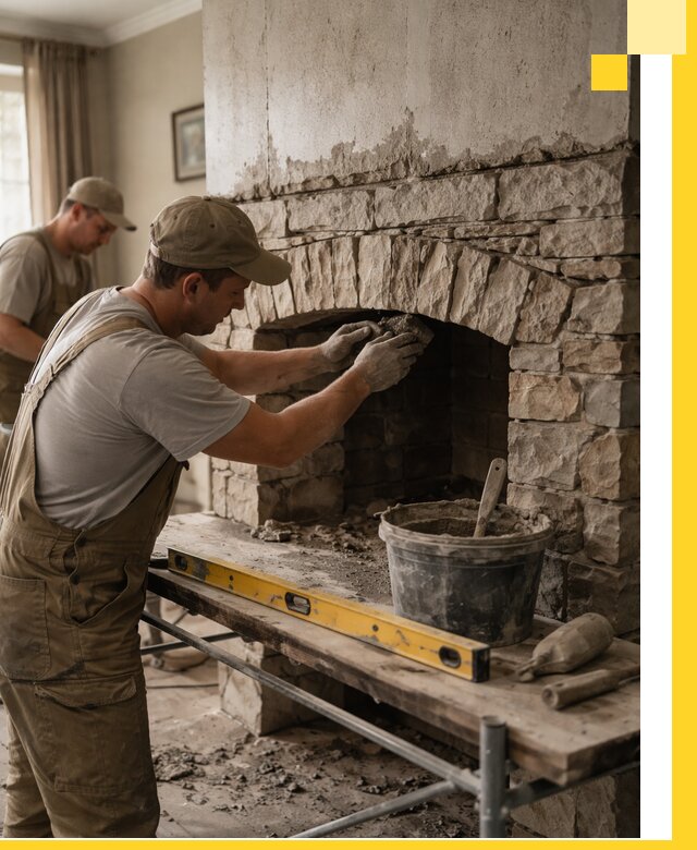 Изготовление каминов под ключ в Саянске, монтаж и отделка