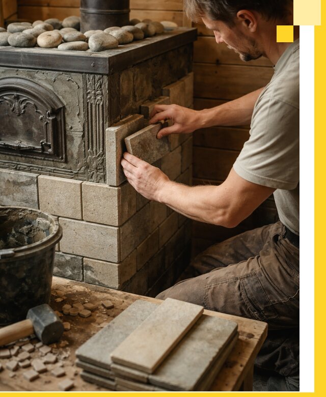 Облицовка банных печей в Саянске профессиональная отделка