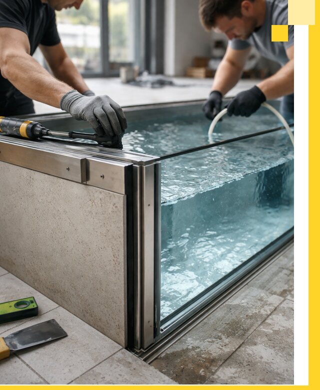 Проектирование и монтаж стеклянных бассейнов в Саянске