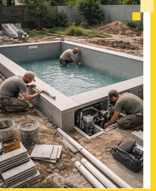 Строительство и монтаж бассейнов для дачи под ключ в Саянске