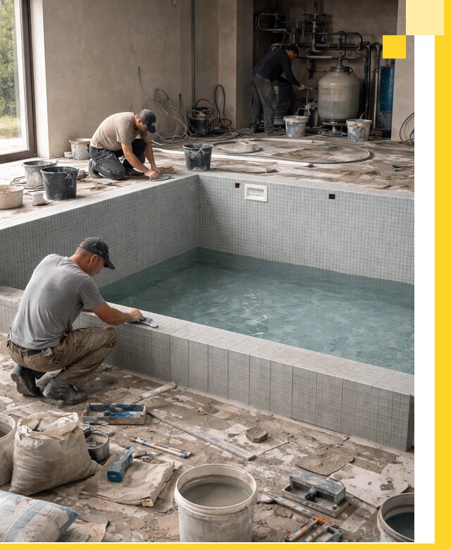 Строительство и монтаж бассейнов в помещении в Саянске