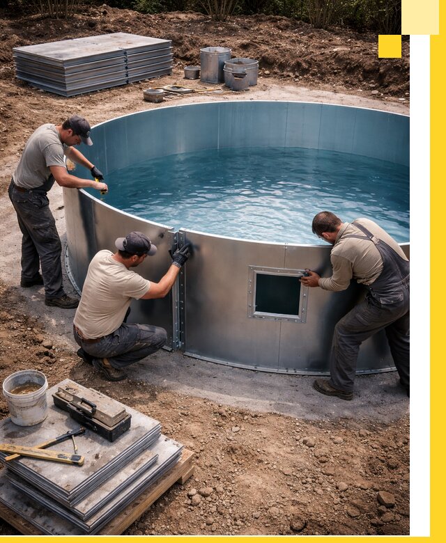 Круглые бассейны под ключ в Саянске проектирование и монтаж