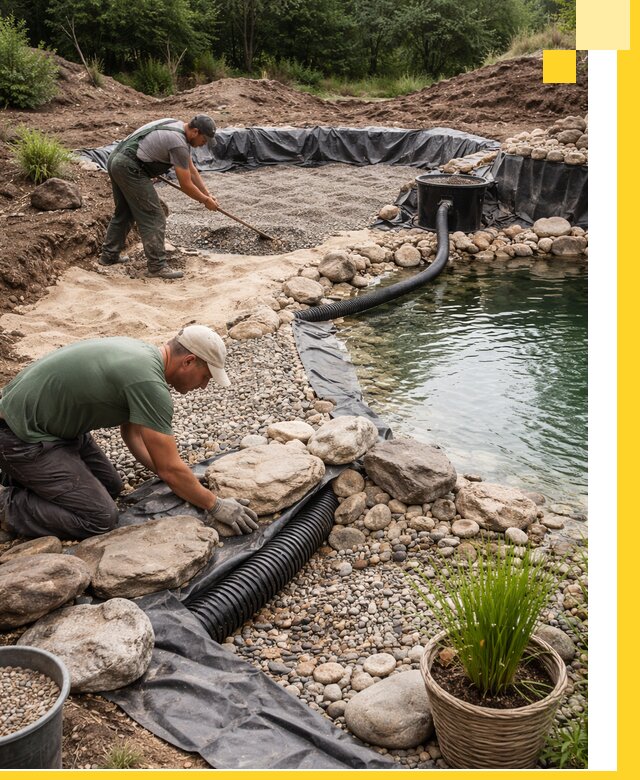 Строительство природных бассейнов и озер в Саянске под ключ
