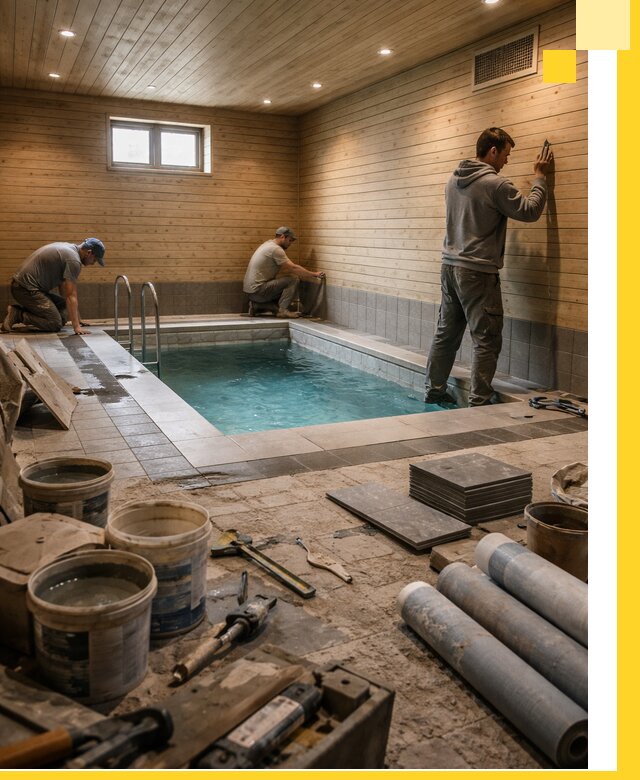 Строительство бани с бассейном и сауной под ключ в Саянске