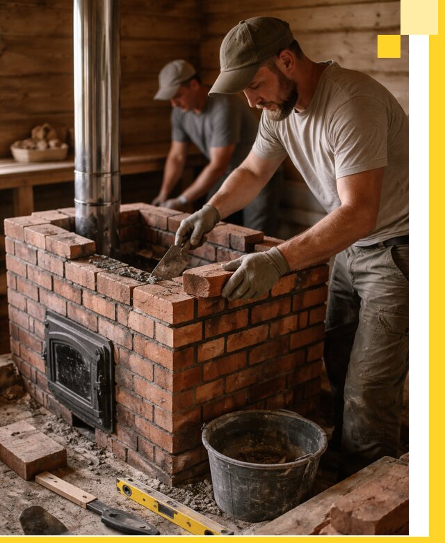 Кирпичные печи для бани под ключ в Саянске, проект и монтаж