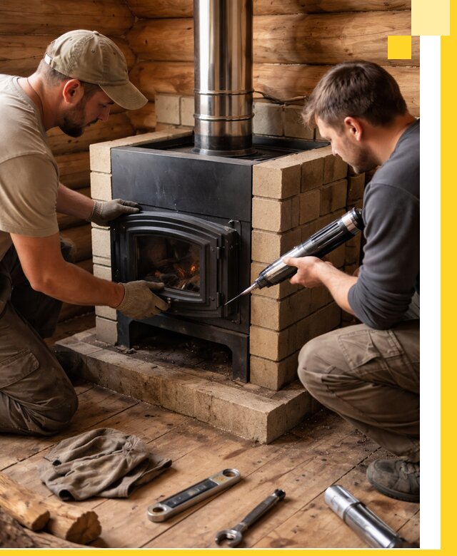 Монтаж и установка печи в бане под ключ с гарантией в Саянске