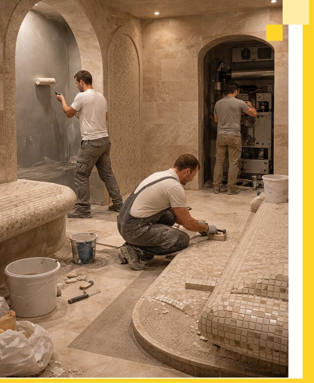 Строительство бани с хамамом и бассейном под ключ в Саянске