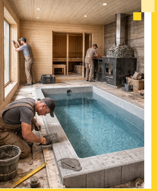 Проект бани с бассейном и сауной в Саянске под ключ