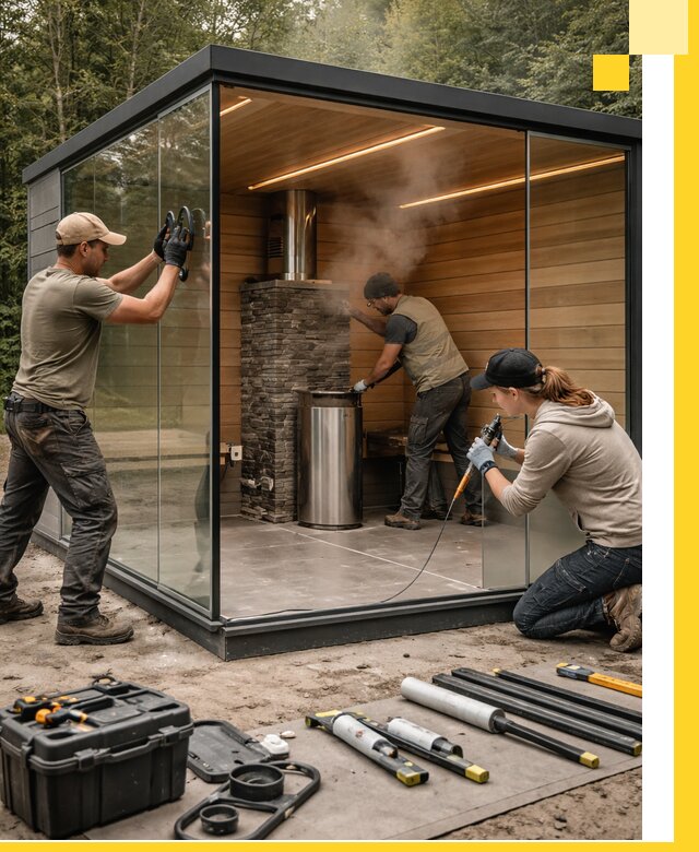 Проектирование и строительство стеклянных бань в Саянске