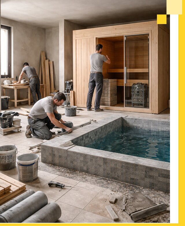 SPA зоны под ключ с бассейном сауной и печью в Саянске